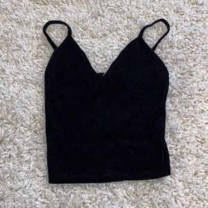 Brandy Melville Black Velvet Crop Top